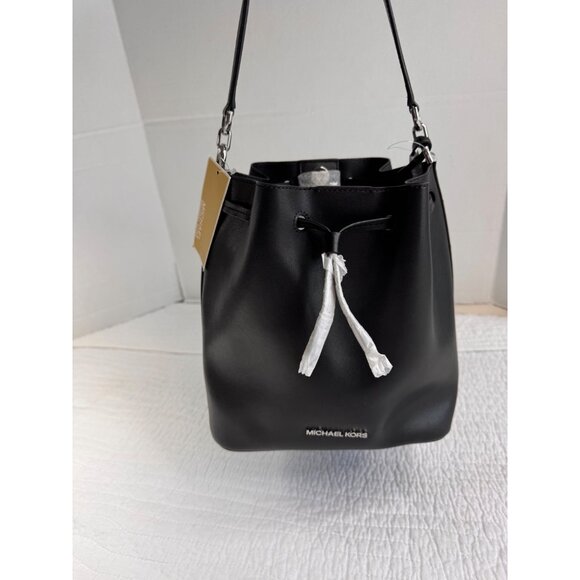 NWT Michael Kors Eden Leather Bucket Shoulder Black Bag Purse - Picture 5 of 13